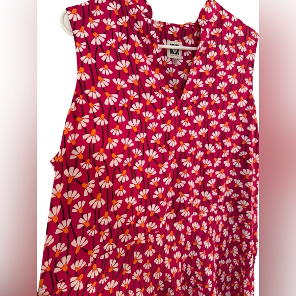 Women’s—Anne Klein Bright Magenta Sleeveless V-Neck Belted Maxi Dress. Size XL. - Picture 7 of 16